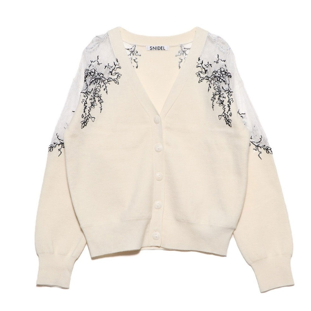 Snidel Luxurious Cardigan with Embroidery Highlights white free size